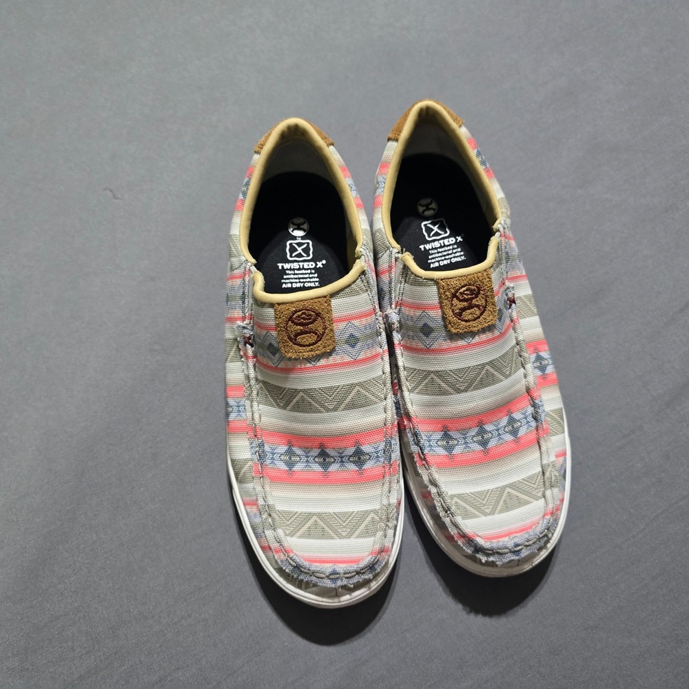 Twisted X Women's 8.5M Pink Multi Slip-On Hooey Loper with  Tweed Lining